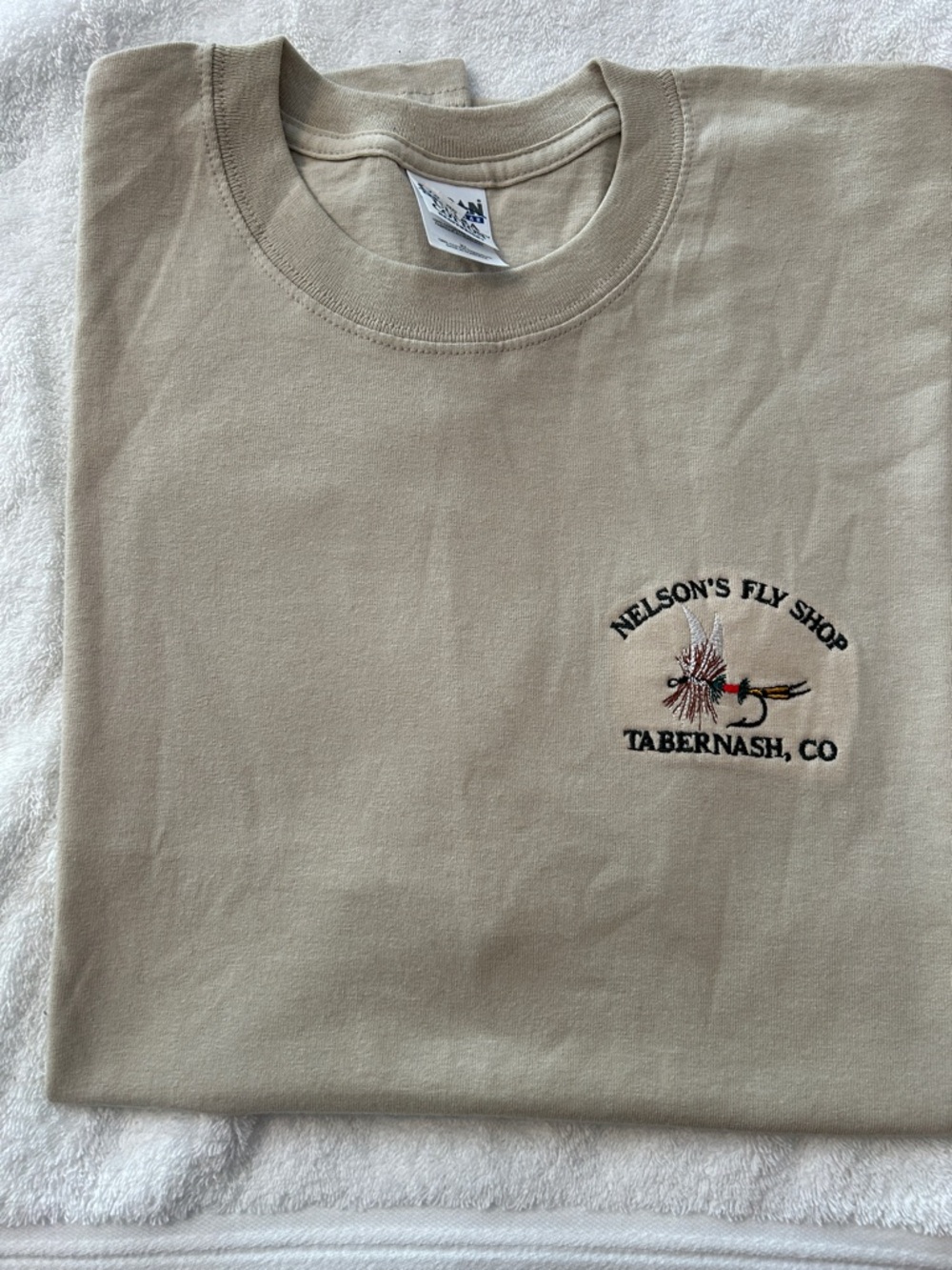 Gildan Sand Short-Sleeve Nelson's Fly Shop Embroidered Tee